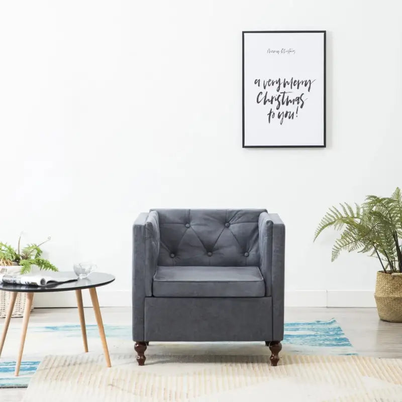 Elegante Chesterfield fauteuil met stevig houten frame voor elke ruimte - Grijs / 1 - Fauteuils & Relaxfauteuils