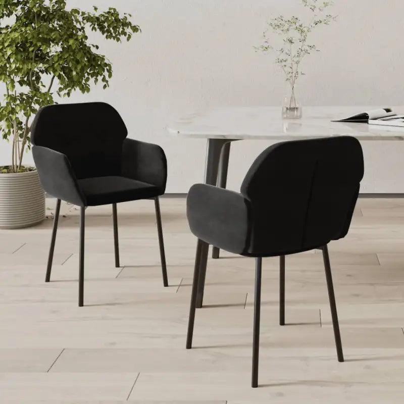 Elegante eetkamerstoelen met luxe fluweel voor comfort en stijl - Zwart / 2 - Eetkamerstoelen