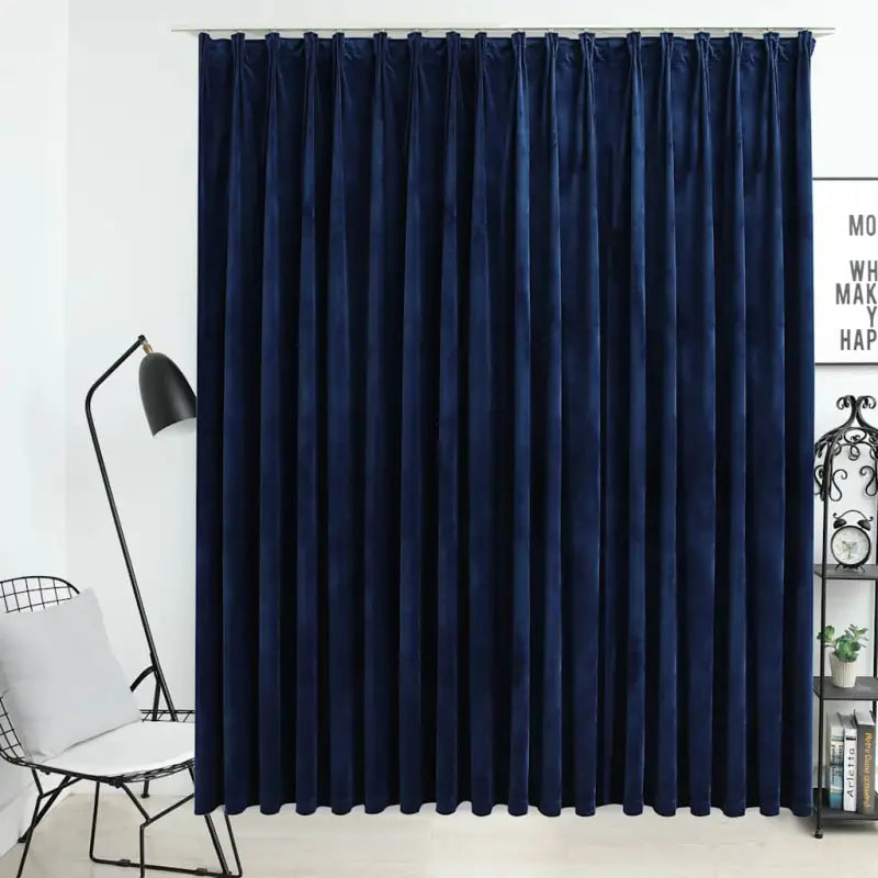 Elegante fluwelen gordijnen met metalen haken voor warmte en privacy - Donkerblauw / 1 - Gordijnen & vitrages