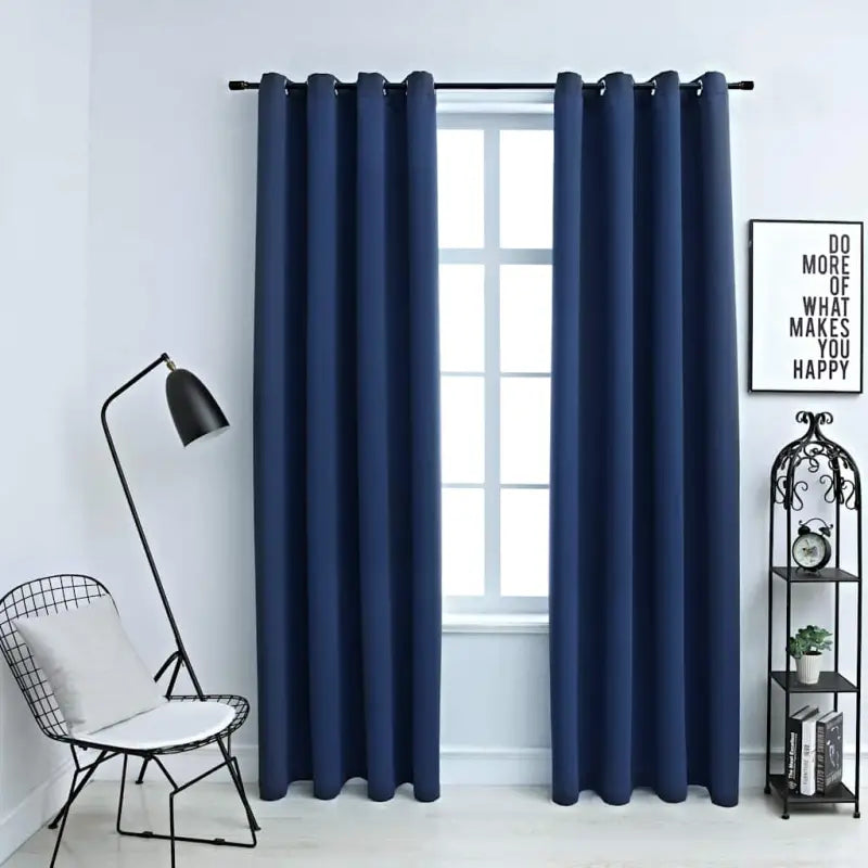 Elegante gordijnen met metalen ringen voor privacy en lichtblokkering levering bevat - Blauw / 140 x 245 cm / 1