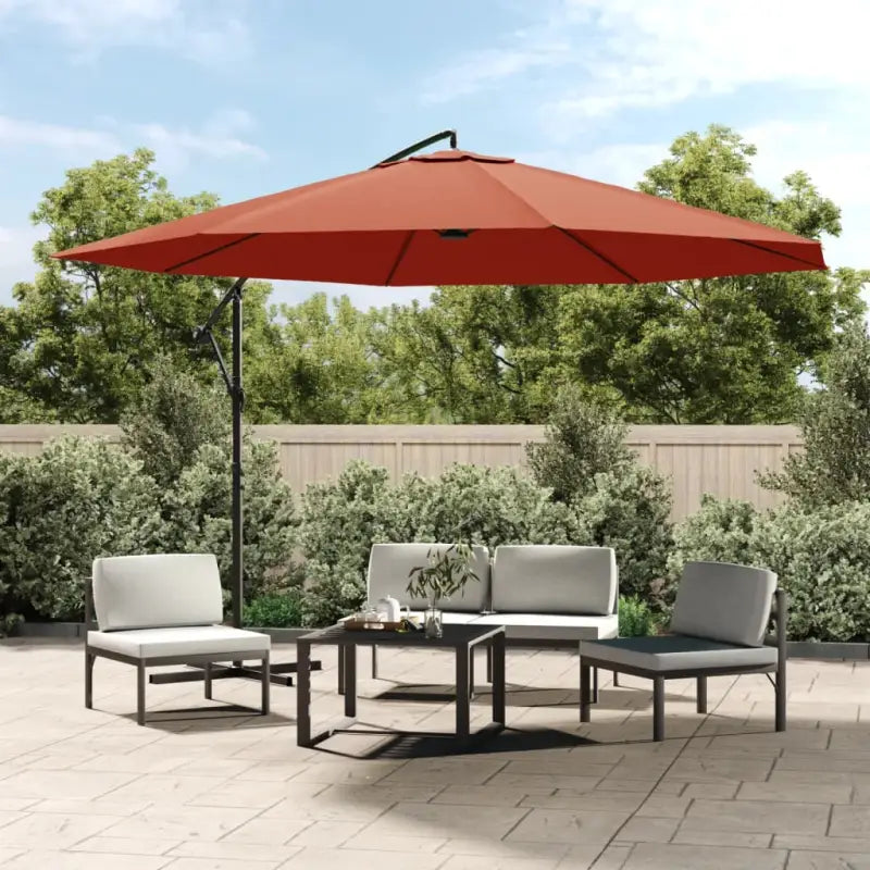 Elegante hangende parasol met metalen paal voor schaduw en UV-bescherming - Terracotta / 1 - Parasols en zonneschermen