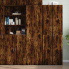 Elegante hoge kast van bewerkt hout voor een stijlvolle inrichting - Gerookt eiken / 1 - Dressoirs & buffetkasten