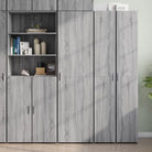Elegante hoge kast van bewerkt hout voor een stijlvolle inrichting - Grijs sonoma / 1 - Dressoirs & buffetkasten