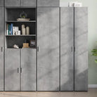 Elegante hoge kast van bewerkt hout voor een stijlvolle inrichting - Betongrijs / 1 - Dressoirs & buffetkasten