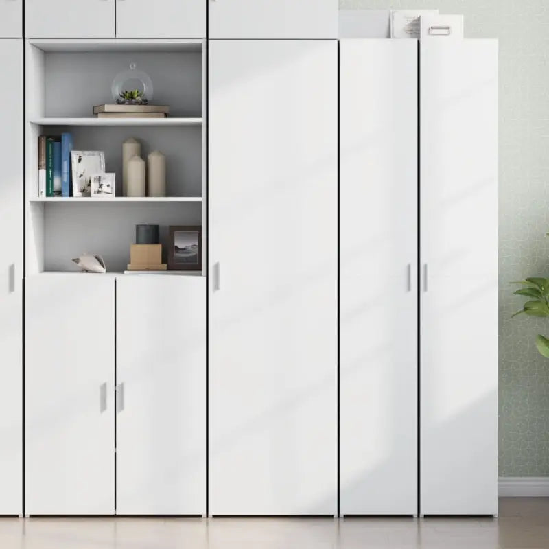 Elegante hoge kast van bewerkt hout voor een stijlvolle inrichting - Wit / 1 - Dressoirs & buffetkasten