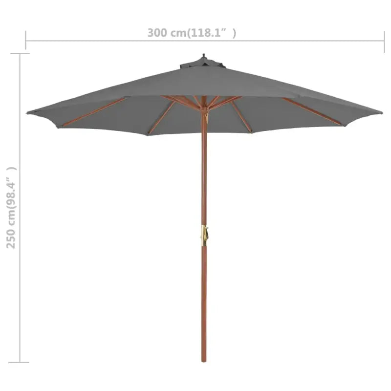 Elegante houten parasol met UV-bescherming en stevige houten paal - Parasols en zonneschermen