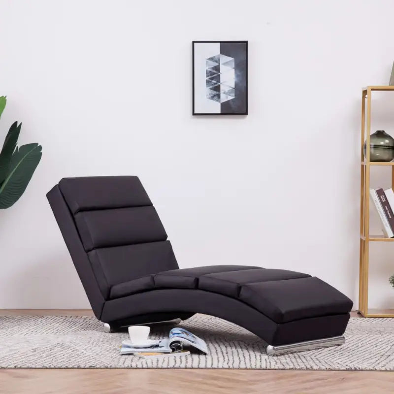 Elegante kunstleren chaise longue met roestvrijstalen poten en comfort - Bruin / 1 - Chaises longues