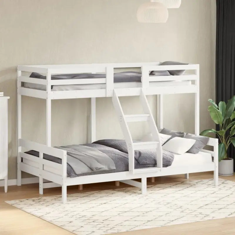 Elegante metalen stapelbed met massief grenenhout voor kleine kamers - Wit / 1 - Bedden & bedframes