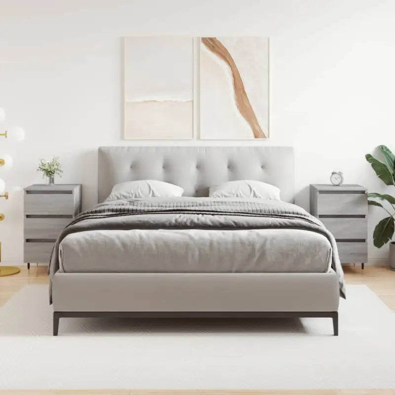 Elegante nachtkastjes van bewerkt hout in grijs Sonoma Eiken stijl - Grijs sonoma / 2 - Nachtkastjes