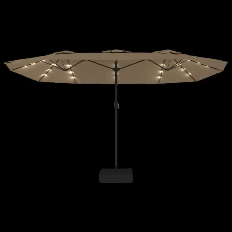 Elegante parasol met dubbel dak en LED-verlichting voor vlakke ondergrond - Parasols en zonneschermen