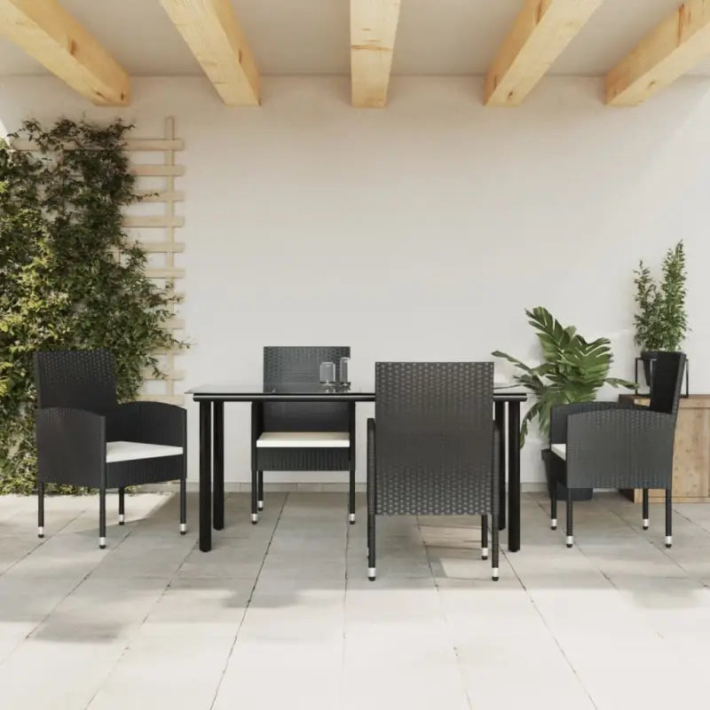 Elegante tuinset van poly rattan met gehard glas in zwart materiaal - Tuinsets