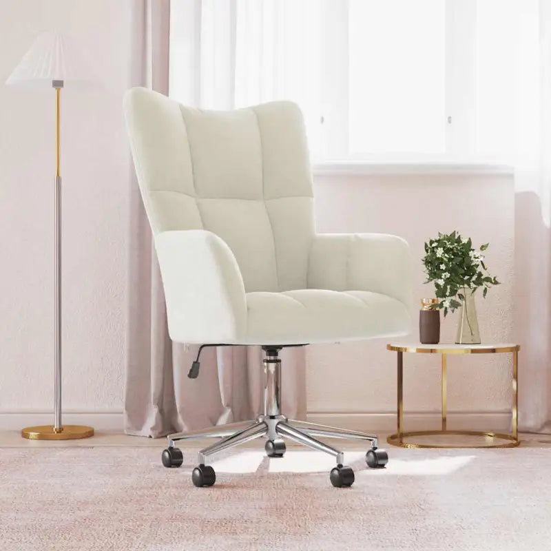Elegante verstelbare draaibare relaxstoel met modern blokpatroon - Crème / 1 - Fauteuils & Relaxfauteuils