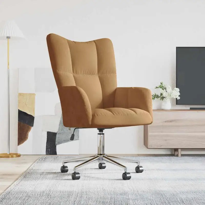 Elegante verstelbare draaibare relaxstoel met modern blokpatroon - Bruin / 1 - Fauteuils & Relaxfauteuils