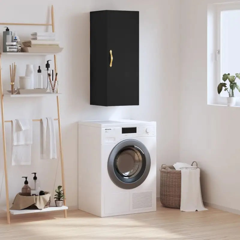 Elegante wandgemonteerde dressoir van bewerkt hout voor een tijdloze uitstraling - Zwart / 1 - Dressoirs & buffetkasten