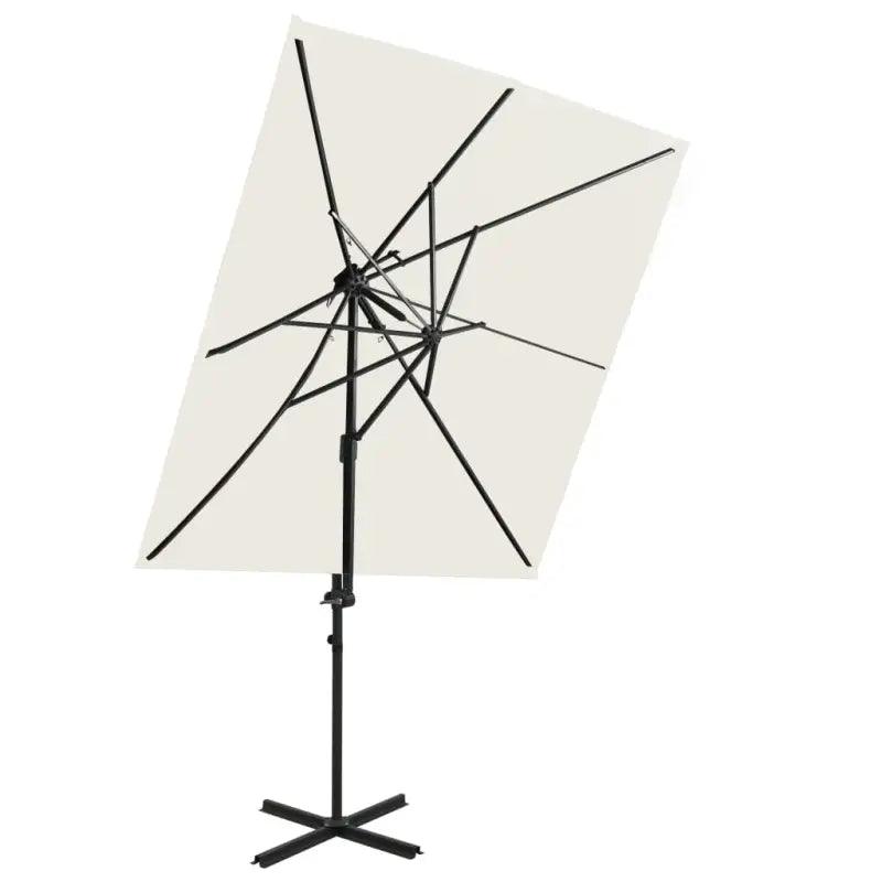Elegante zweefparasol met dubbel dak voor schaduw en UV-bescherming - Zand / 1 - Parasols en zonneschermen