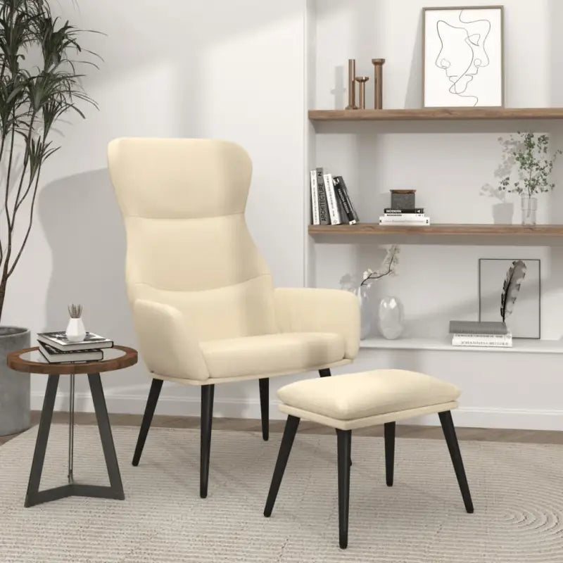 Fauteuil met optimaal zitcomfort en zachte stofbekleding - Crème / 1 / Met voetensteun - Fauteuils & Relaxfauteuils