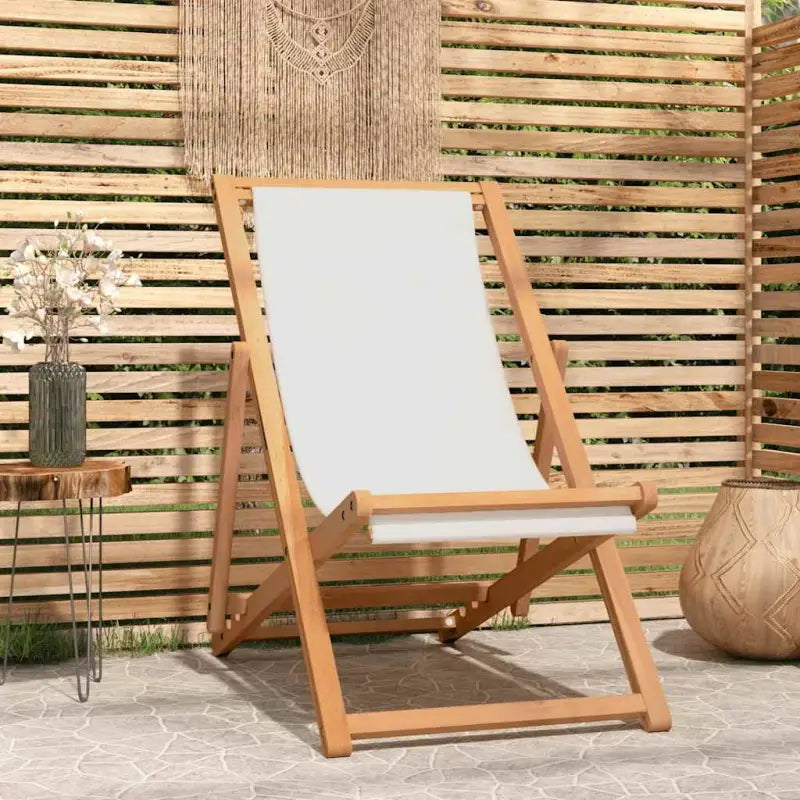 Fijn geschuurde houten Strandstoel voor tuin strand en camping - Crème / 1 / Zonder armleuning - Tuinstoelen