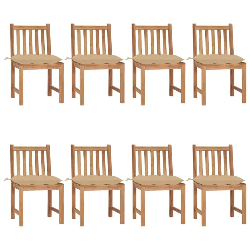 Fijn geschuurde houten tuinstoelen set voor in de tuin of op terras - Beige / 8 - Tuinstoelen