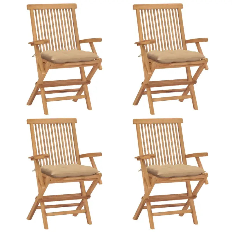 Fijn geschuurde houten tuinstoelen set voor terras en tuin - Beige / 4 - Tuinstoelen
