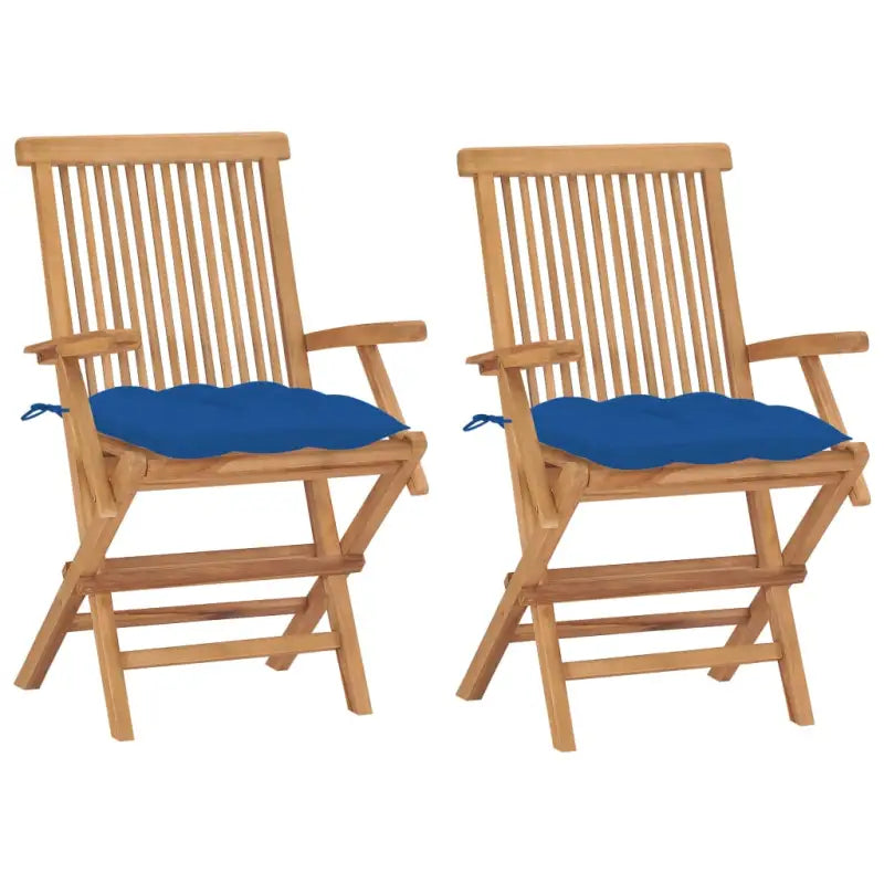 Fijn geschuurde houten tuinstoelen set voor terras en tuin - Blauw / 2 - Tuinstoelen