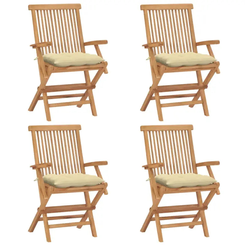 Fijn geschuurde houten tuinstoelen set voor terras en tuin - Crème / 4 - Tuinstoelen