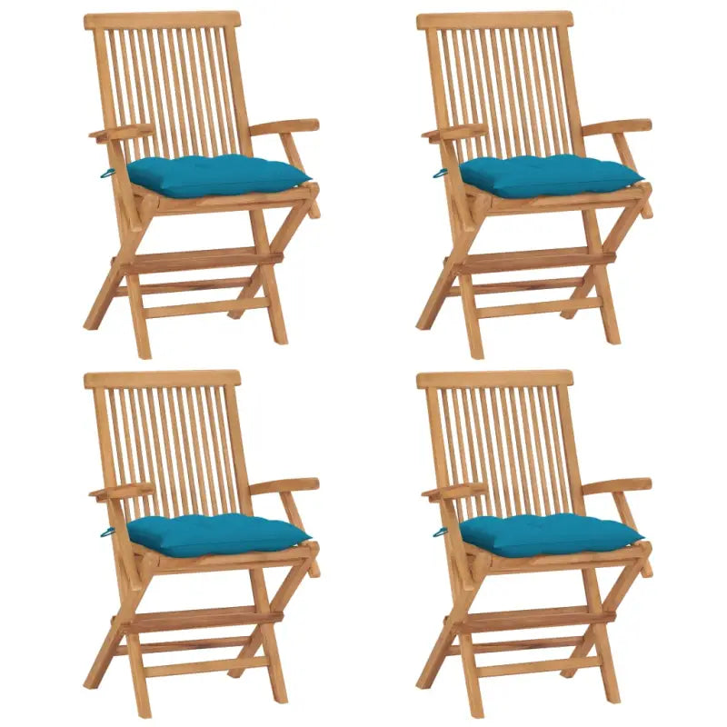 Fijn geschuurde houten tuinstoelen set voor terras en tuin - lichtblauw / 4 - Tuinstoelen