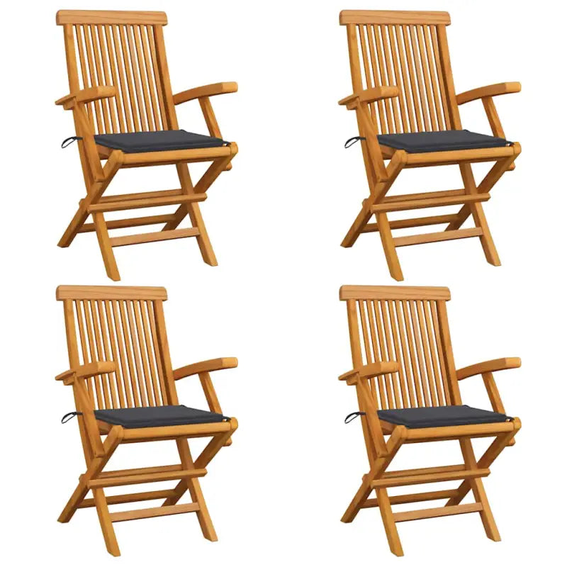 Fijn geschuurde houten tuinstoelen set voor tuin en terras - Antraciet / 4 - Tuinstoelen