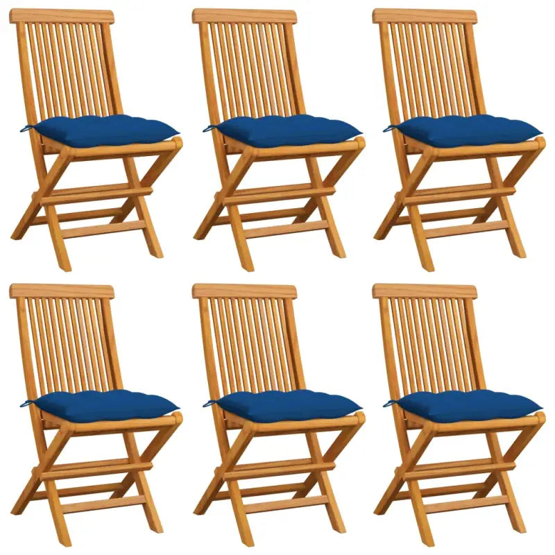 Fijn geschuurde Inklapbare Houten Tuinstoelen met Elegant Design - Blauw / 6 - Tuinstoelen