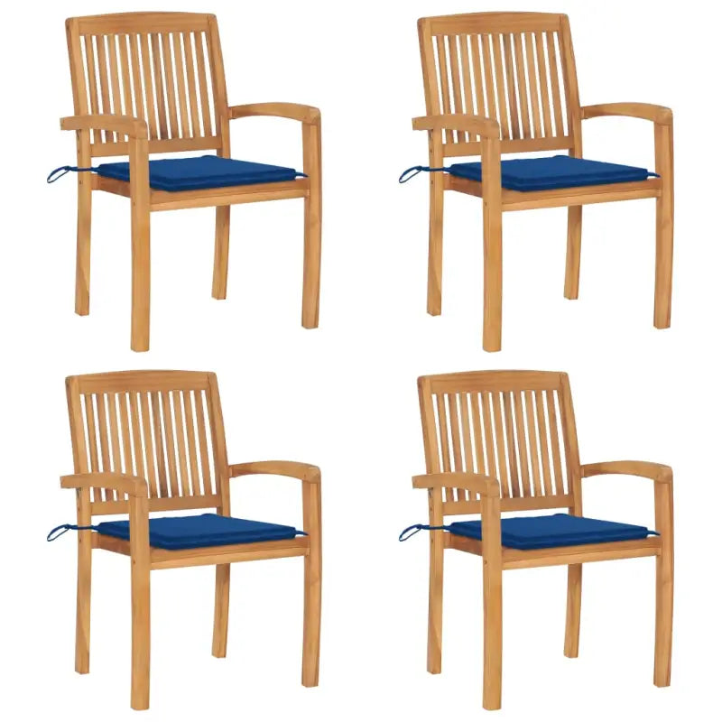 Fijn geschuurde teakhouten tuinstoelen met vintage uitstraling - koningsblauw / 4 - Tuinstoelen