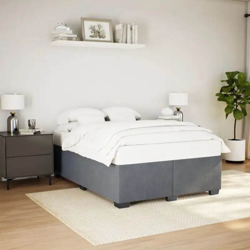 Fluwelen Bedframe voor Comfort en Stijl in de Slaapkamer - Donkergrijs / 140 x 190 cm - Bedden & bedframes