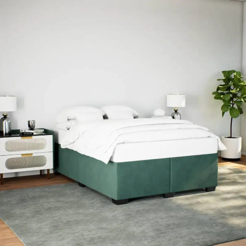 Fluwelen Bedframe voor Comfort en Stijl in de Slaapkamer - Donkergroen / 140 x 190 cm - Bedden & bedframes