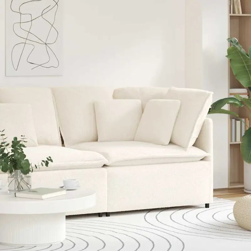 Gekrulde wolachtige bankelementen voor dagelijks gebruik en elegant design - Crème / Hoekbank - Bankelementen