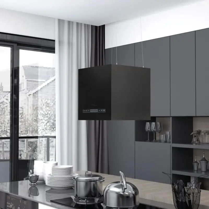 Geluidsarme hangende afzuigkap met wasbare aluminium vetfilter - Zwart / 37 cm - Afzuigkappen