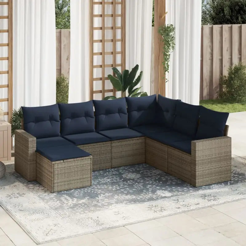 Gepoedercoat Staal Lounge Set in Grijs voor Tuin en Terras - Beige en grijs / Zonder tafel - Tuinsets