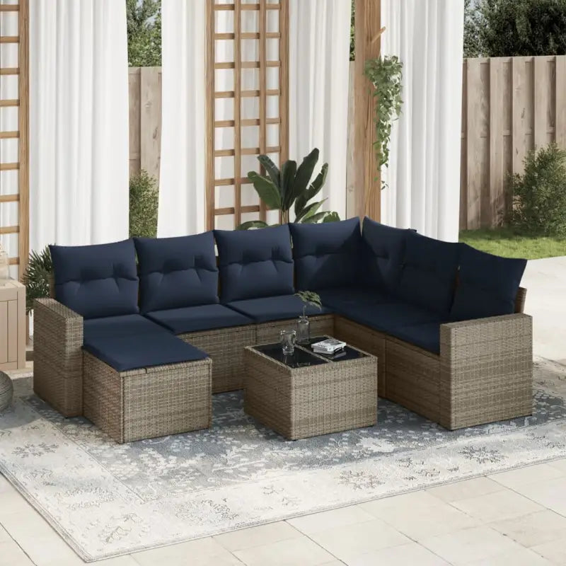 Gepoedercoat Staal Lounge Set in Grijs voor Tuin en Terras - Beige en grijs / Met tafel - Tuinsets