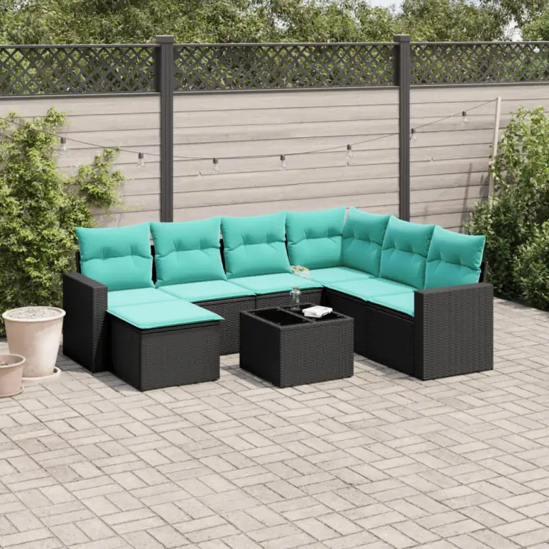 Gepoedercoat Staal Lounge Set in Grijs voor Tuin en Terras - Zwart en blauw / Met tafel - Tuinsets