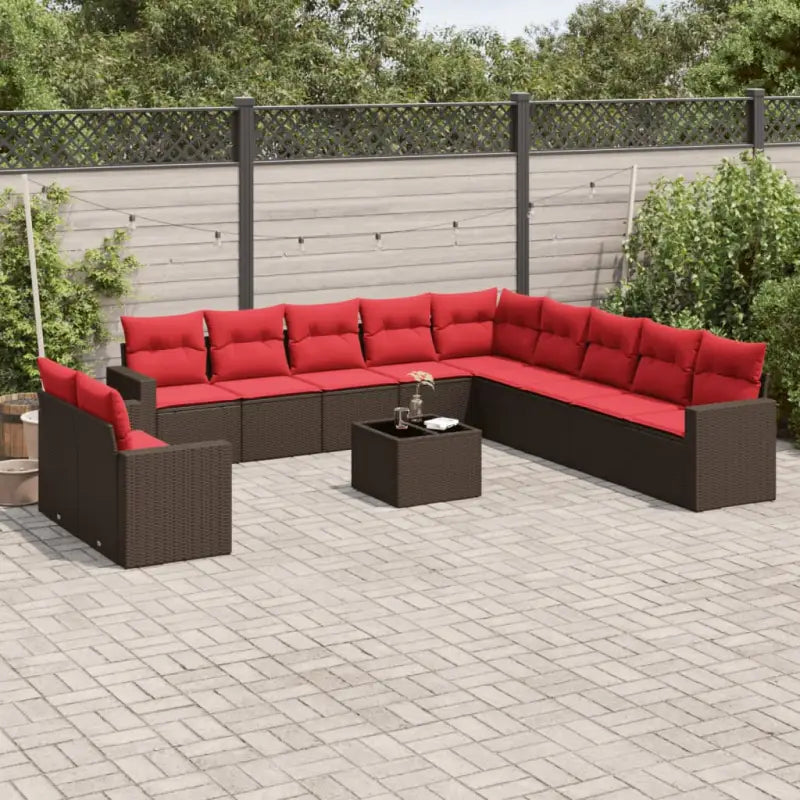 Gepoedercoat staal tuinset in grijs materiaal met comfortabele afmetingen - Bruin en rood / Met tafel - Tuinsets