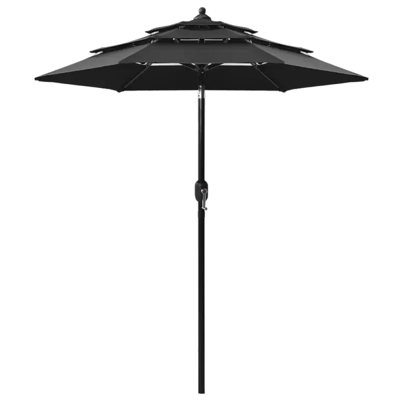 Gepoedercoate Aluminium Parasol met UV- en vochtbestendige Drie-Laags Bescherming - Zwart / 2 m / 1 - Parasols