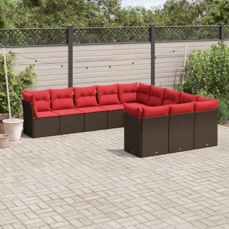 Gepoedercoate stalen tuinset met poly rattan en waterdichte tas - Bruin en rood / Zonder tafel - Tuinsets