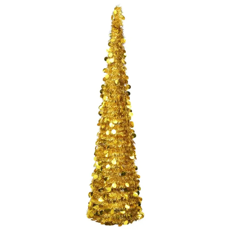 Glinsterende zwarte opvouwbare kerstboom van PET - Goud / 180 x 45 cm / 1 - Kerstbomen