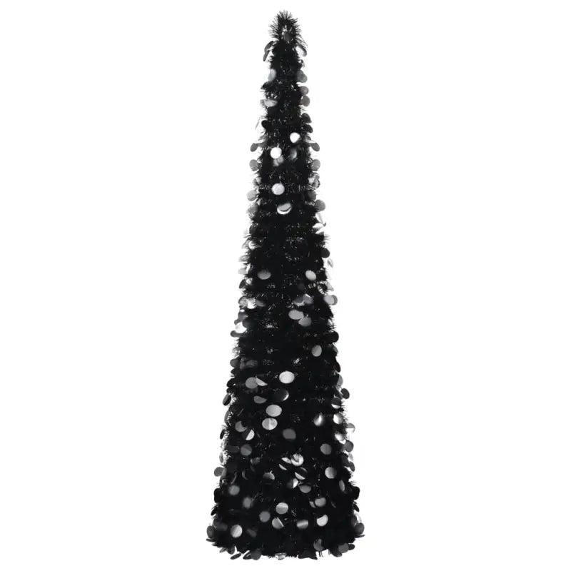 Glinsterende zwarte opvouwbare kerstboom van PET - Zwart / 180 x 45 cm / 1 - Kerstbomen