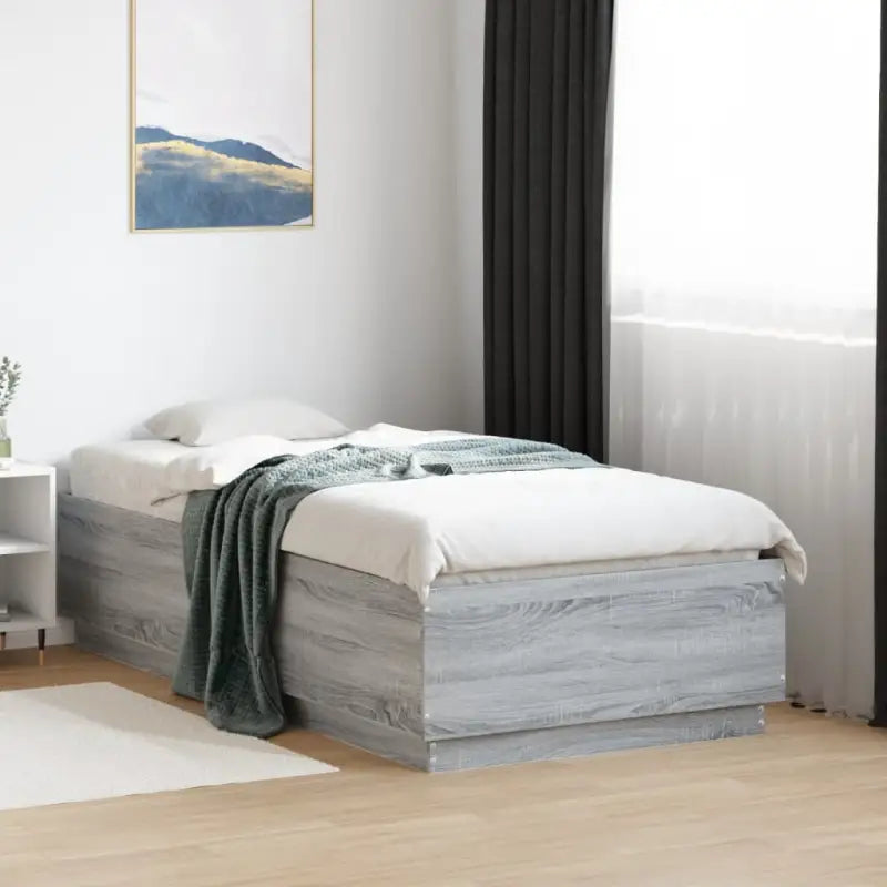 Grijs Sonoma bedframe van bewerkt hout voor een goede nachtrust - Grijs sonoma / 90 x 190 cm - Bedden & bedframes