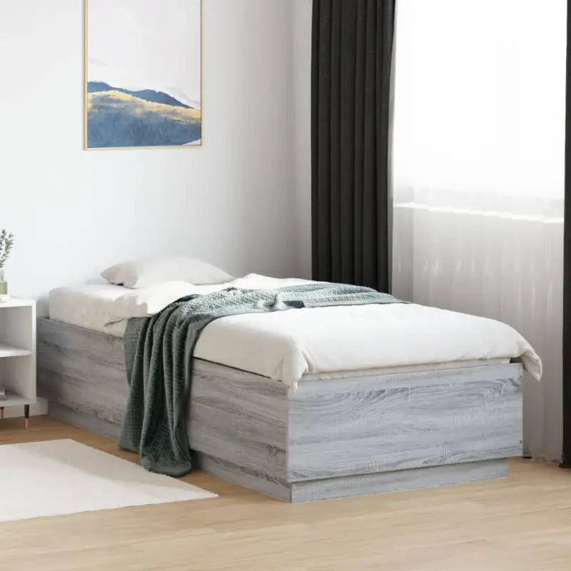 Grijs Sonoma bedframe van bewerkt hout voor een goede nachtrust - Grijs sonoma / 90 x 200 cm - Bedden & bedframes
