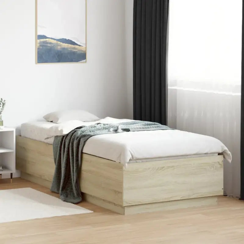 Grijs Sonoma bedframe van bewerkt hout voor een goede nachtrust - Sonoma eiken / 90 x 200 cm - Bedden & bedframes