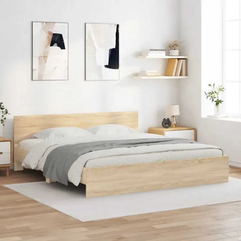 Grijs Sonoma bedframe voor een stabiele en stijlvolle slaapkamer - Sonoma eiken / 200 x 200 cm - Bedden & bedframes