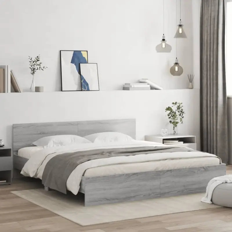 Grijs Sonoma bedframe voor een stabiele en stijlvolle slaapkamer - Grijs sonoma / 160 x 200 cm - Bedden & bedframes