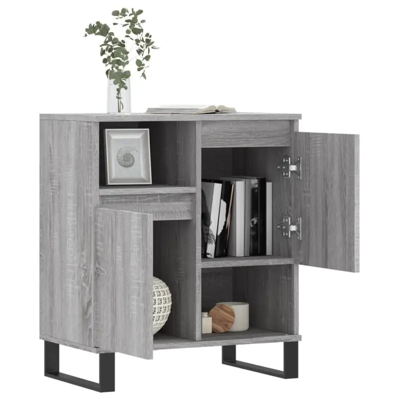 Grijs Sonoma dressoir met bewerkt hout en ijzeren poten - Dressoirs & buffetkasten