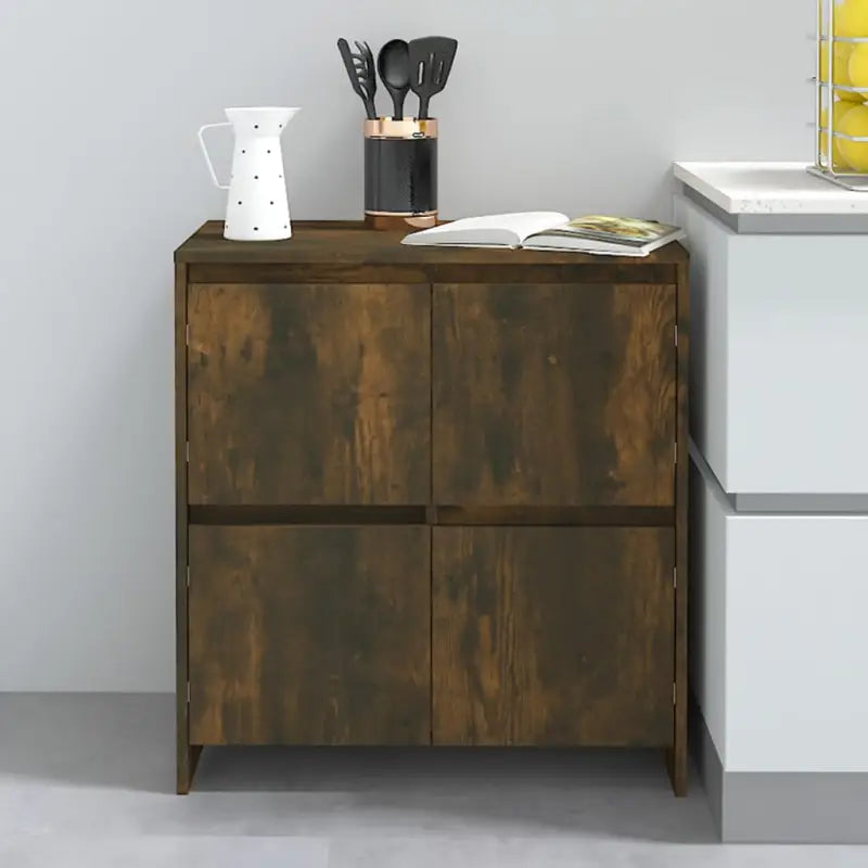 Grijs Sonoma dressoir van bewerkt hout met minimalistisch ontwerp - Gerookt eiken / 1 - Dressoirs & buffetkasten
