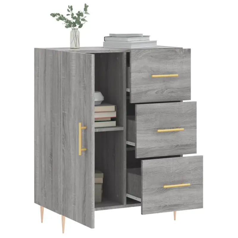 Grijs Sonoma dressoir van bewerkt hout met tijdloze uitstraling - Dressoirs & buffetkasten