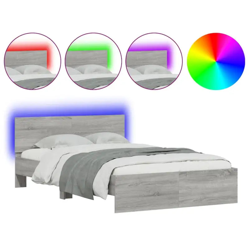 Grijs Sonoma Eiken Bedframe met RGB LED-verlichting voor Slaapkamer - Bedden & bedframes